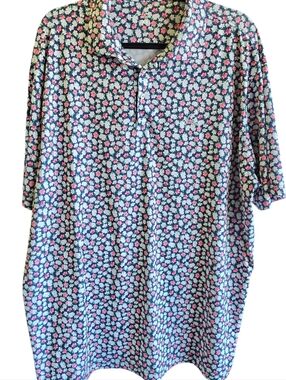 Rhoback Polo Shirt Mens 2XL Spring Azalea Print Performance Golf Stretch Masters